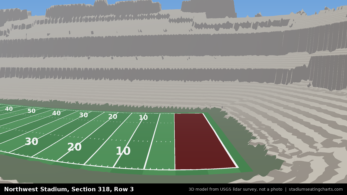 View from Northwest Stadium Section 318, Row 3, looking toward the field