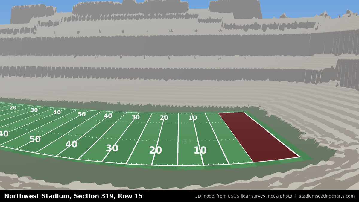 View from Northwest Stadium Section 319, Row 15, looking toward the field