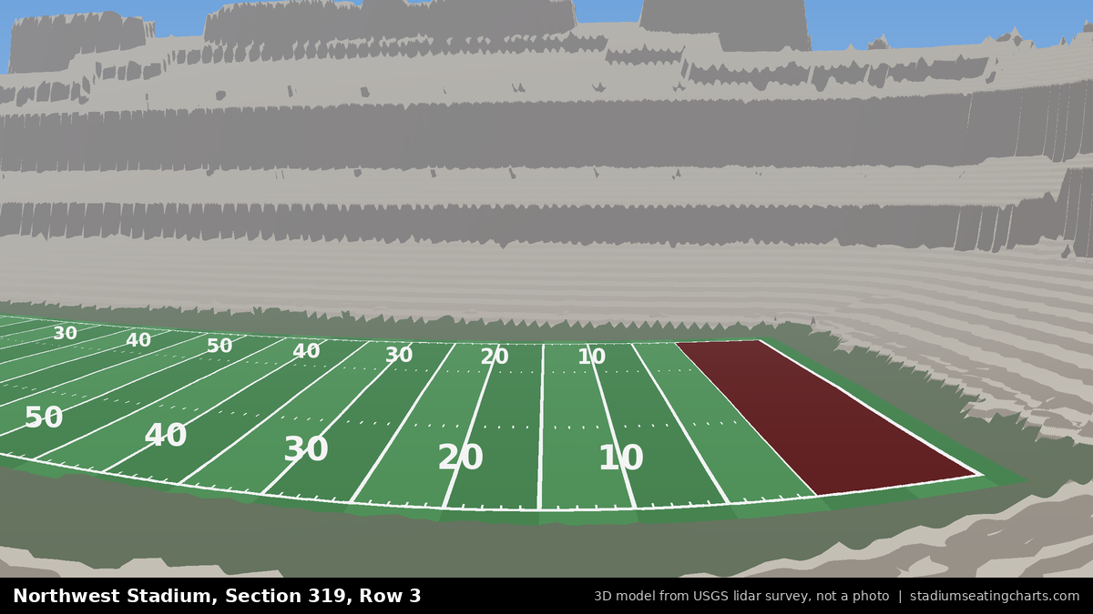 View from Northwest Stadium Section 319, Row 3, looking toward the field