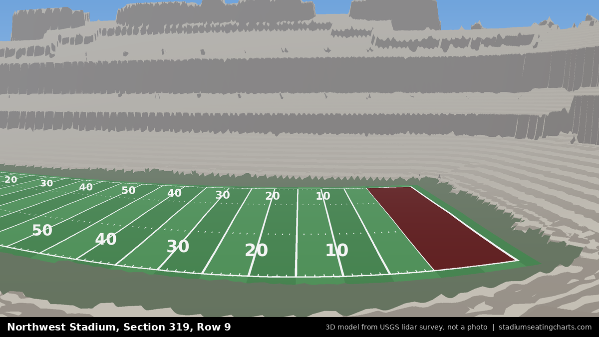 View from Northwest Stadium Section 319, Row 9, looking toward the field