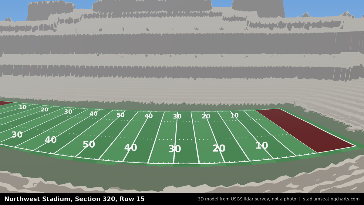 View from Northwest Stadium Section 320, Row 15, looking toward the field