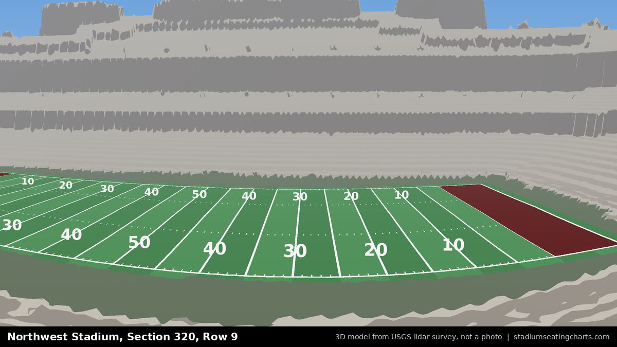 View from Northwest Stadium Section 320, Row 9, looking toward the field
