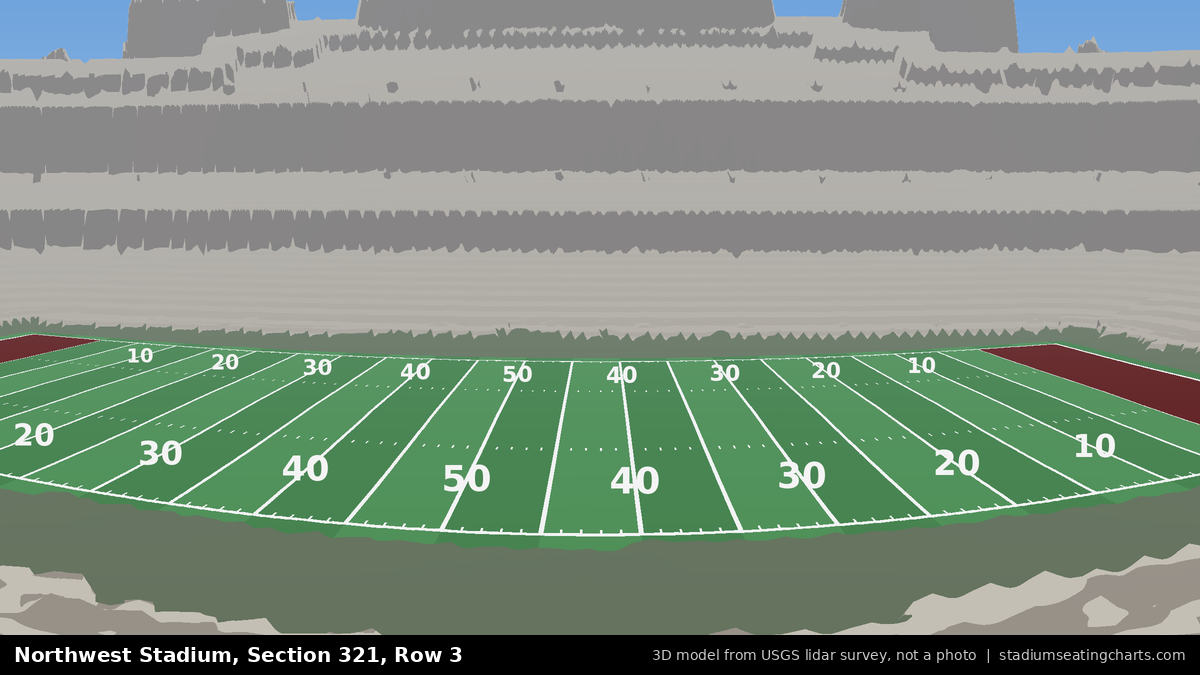 View from Northwest Stadium Section 321, Row 3, looking toward the field