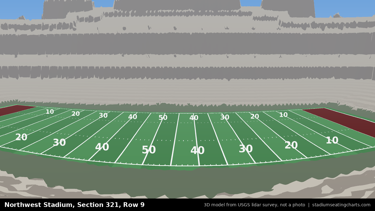 View from Northwest Stadium Section 321, Row 9, looking toward the field