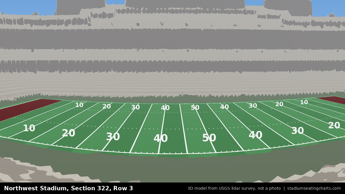 View from Northwest Stadium Section 322, Row 3, looking toward the field