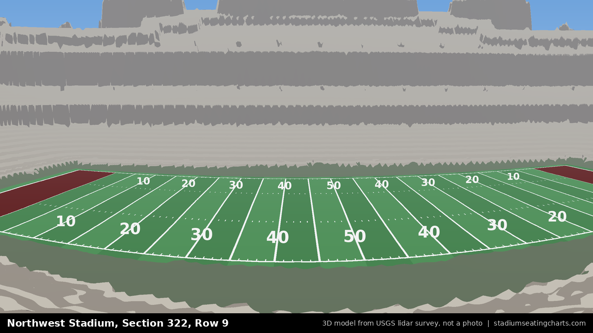 View from Northwest Stadium Section 322, Row 9, looking toward the field