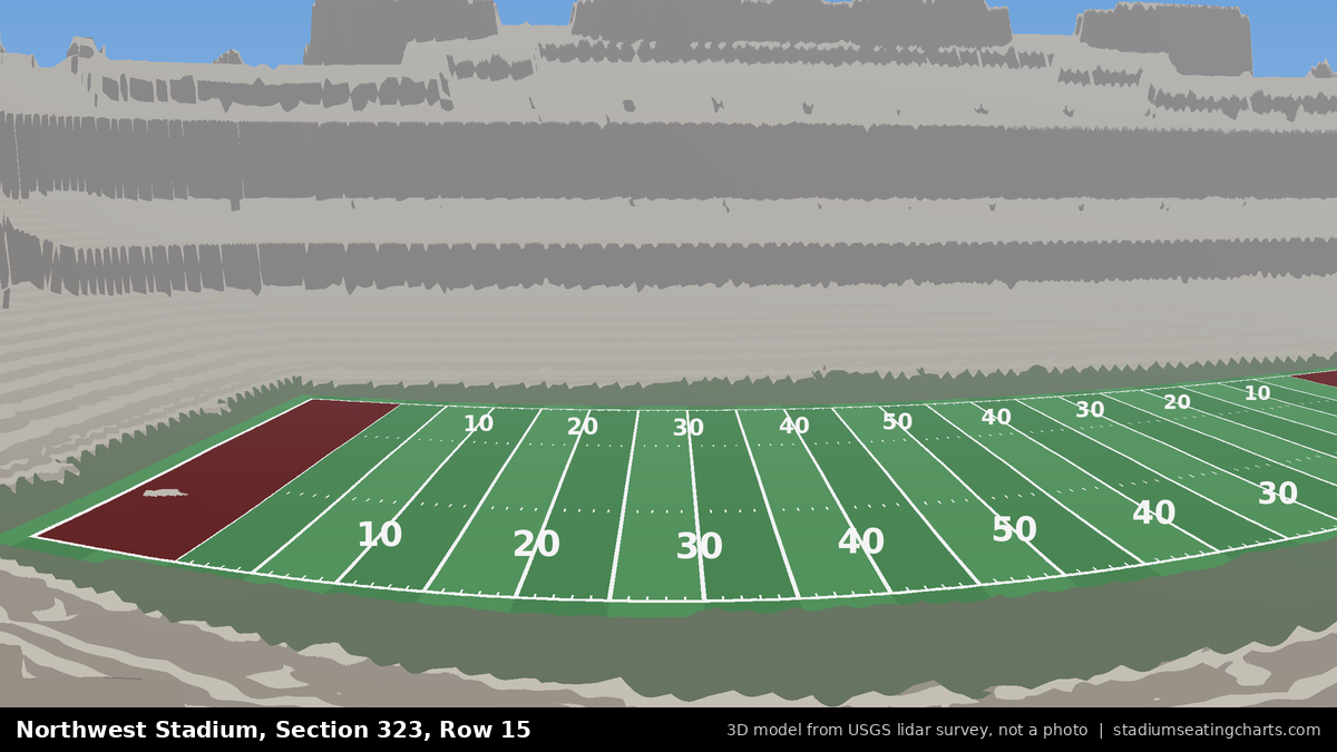 View from Northwest Stadium Section 323, Row 15, looking toward the field