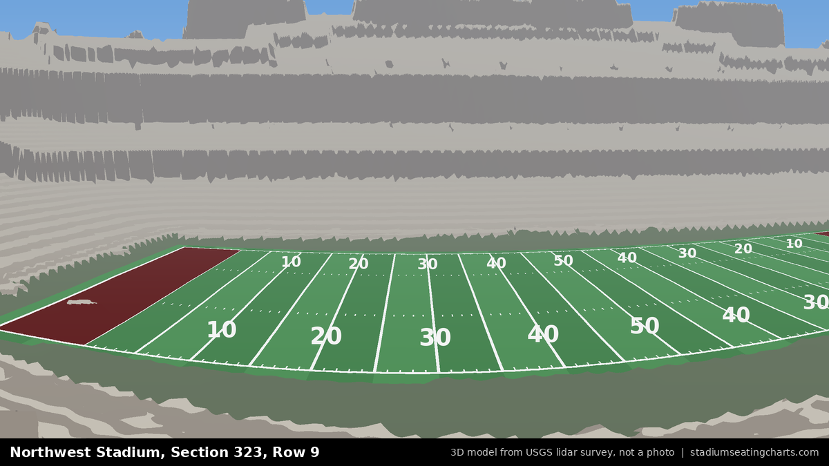 View from Northwest Stadium Section 323, Row 9, looking toward the field