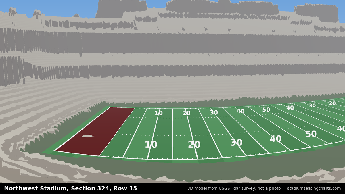 View from Northwest Stadium Section 324, Row 15, looking toward the field