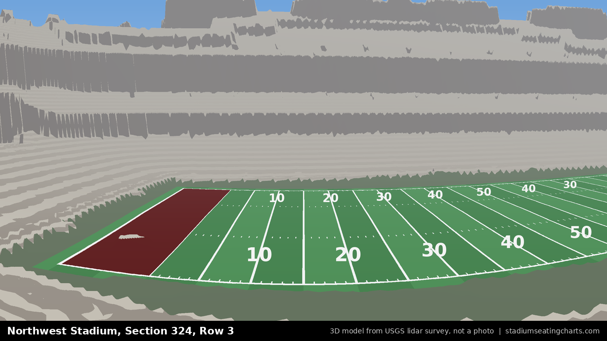 View from Northwest Stadium Section 324, Row 3, looking toward the field