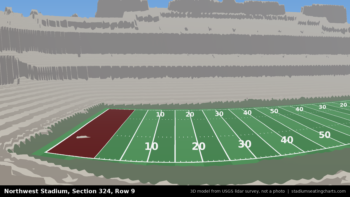 View from Northwest Stadium Section 324, Row 9, looking toward the field