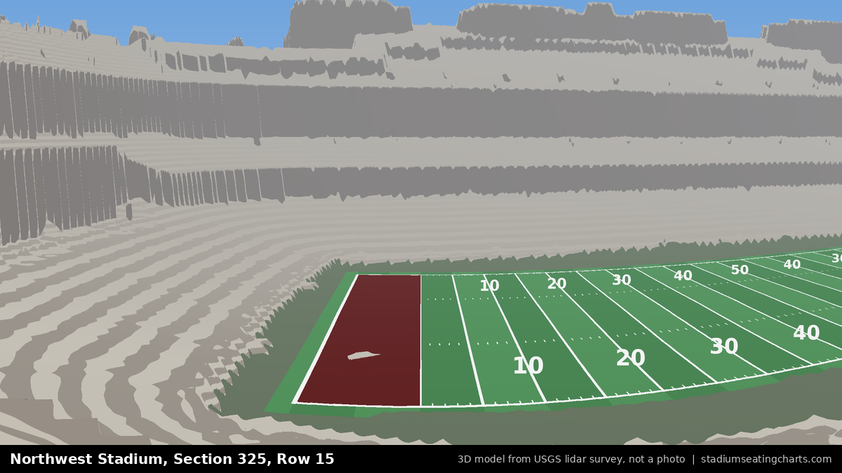 View from Northwest Stadium Section 325, Row 15, looking toward the field