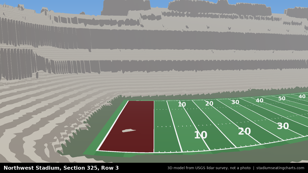 View from Northwest Stadium Section 325, Row 3, looking toward the field