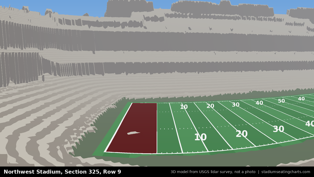 View from Northwest Stadium Section 325, Row 9, looking toward the field