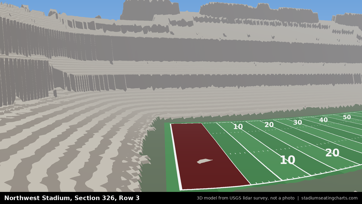 View from Northwest Stadium Section 326, Row 3, looking toward the field