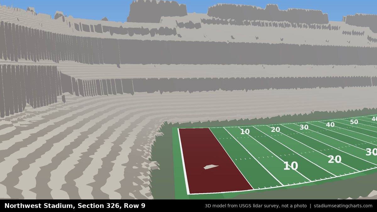 View from Northwest Stadium Section 326, Row 9, looking toward the field