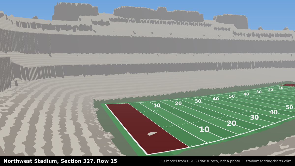 View from Northwest Stadium Section 327, Row 15, looking toward the field