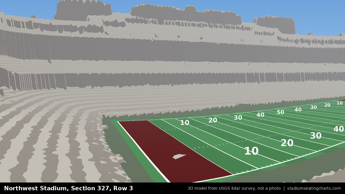 View from Northwest Stadium Section 327, Row 3, looking toward the field