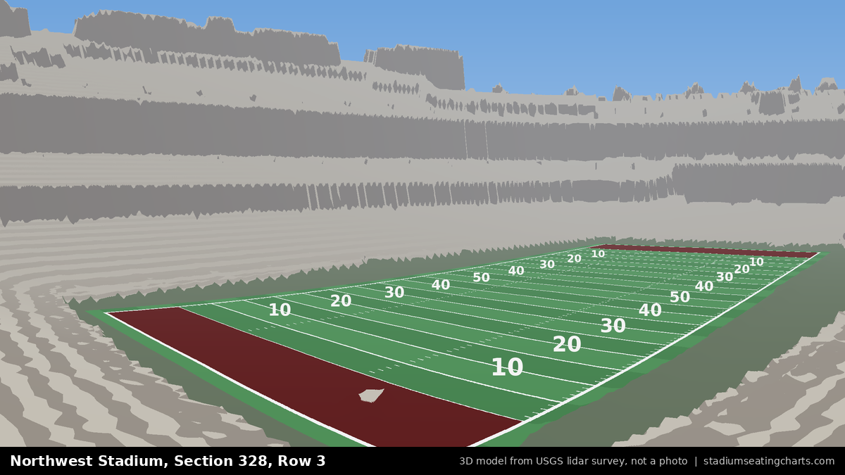 View from Northwest Stadium Section 328, Row 3, looking toward the field