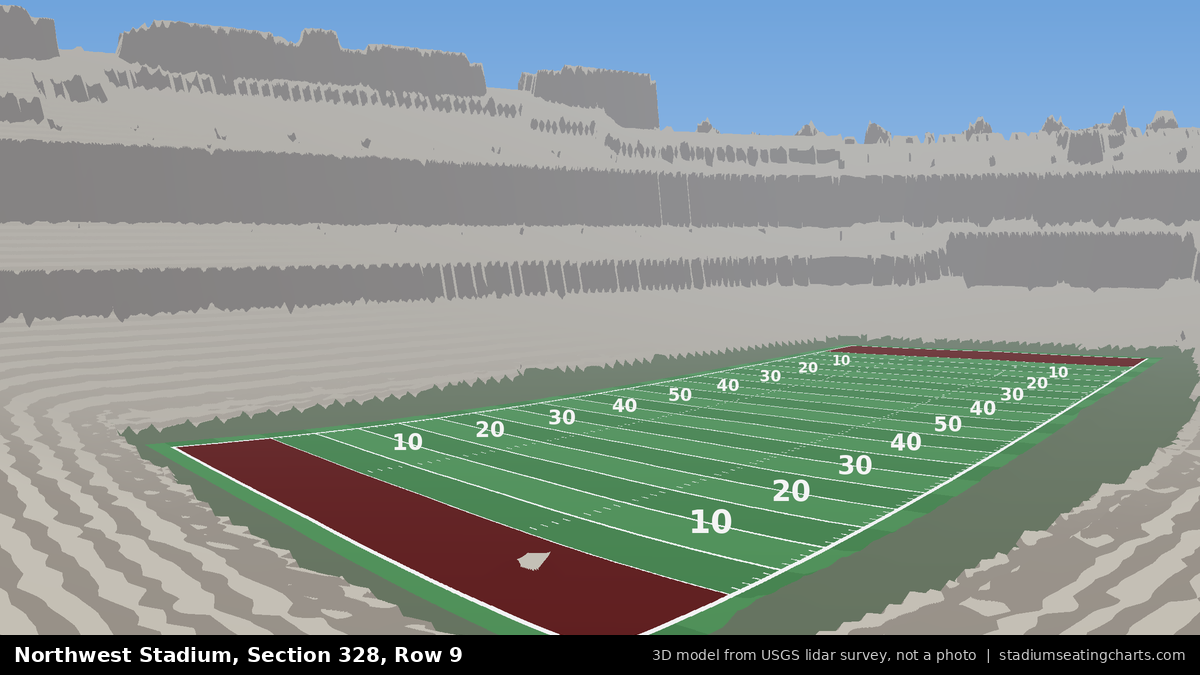 View from Northwest Stadium Section 328, Row 9, looking toward the field