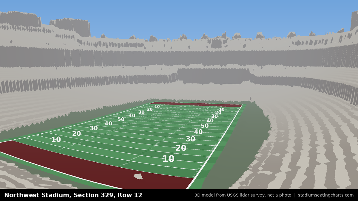 View from Northwest Stadium Section 329, Row 12, looking toward the field