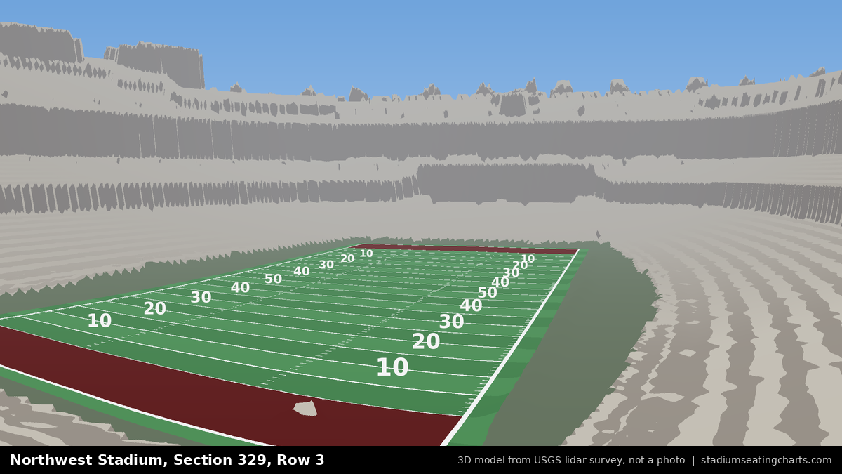 View from Northwest Stadium Section 329, Row 3, looking toward the field