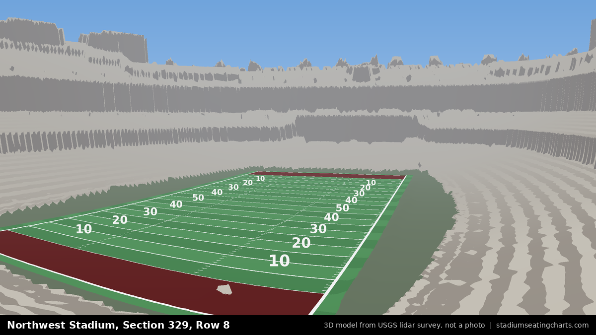 View from Northwest Stadium Section 329, Row 8, looking toward the field