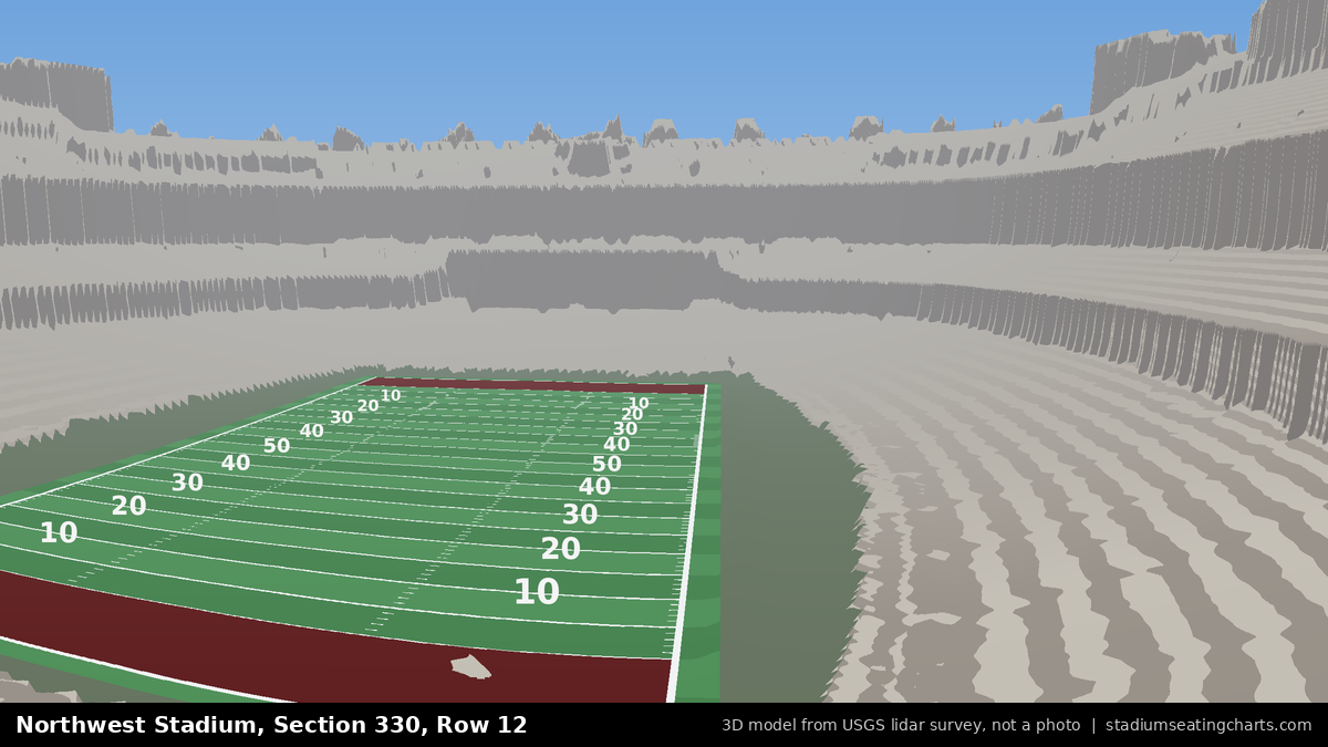 View from Northwest Stadium Section 330, Row 12, looking toward the field