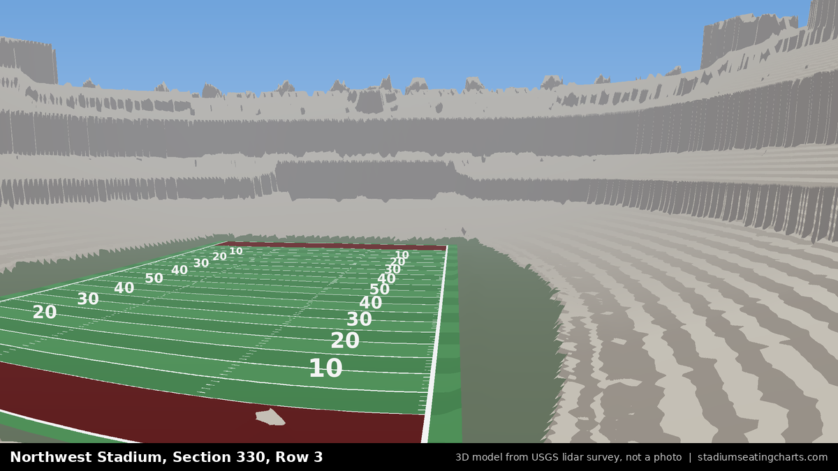 View from Northwest Stadium Section 330, Row 3, looking toward the field