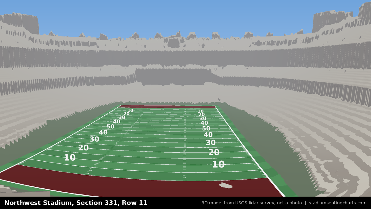 View from Northwest Stadium Section 331, Row 11, looking toward the field