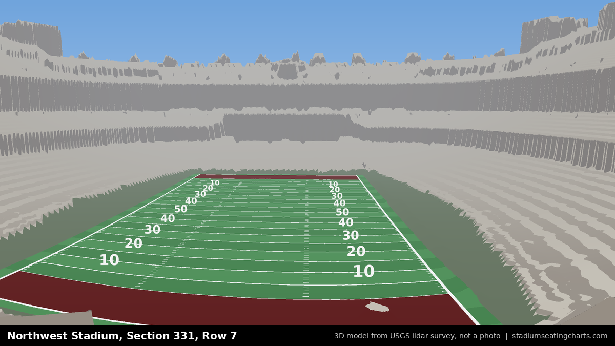 View from Northwest Stadium Section 331, Row 7, looking toward the field