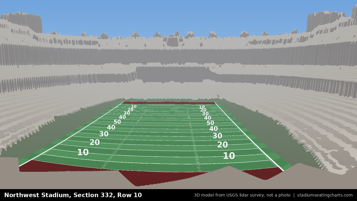 View from Northwest Stadium Section 332, Row 10, looking toward the field