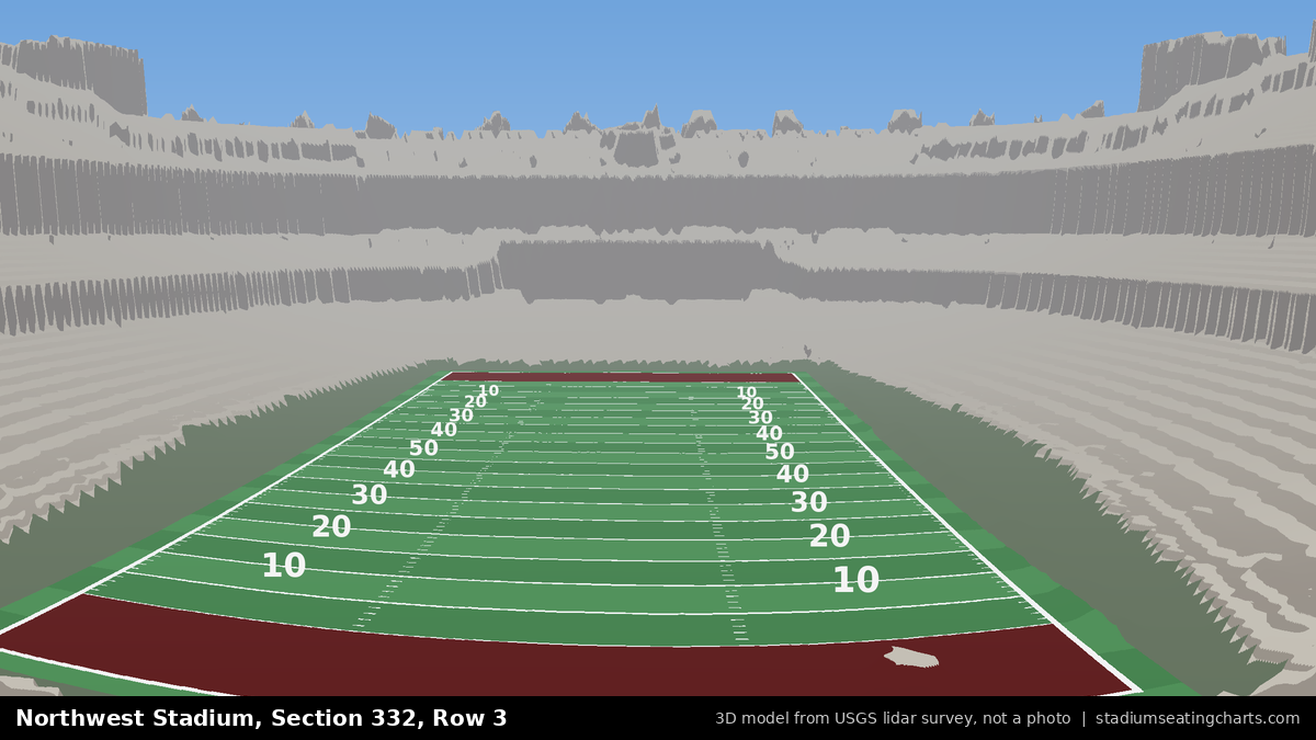 View from Northwest Stadium Section 332, Row 3, looking toward the field