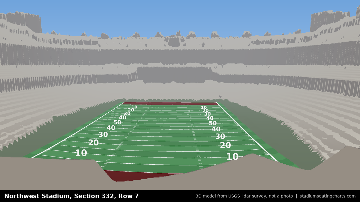 View from Northwest Stadium Section 332, Row 7, looking toward the field