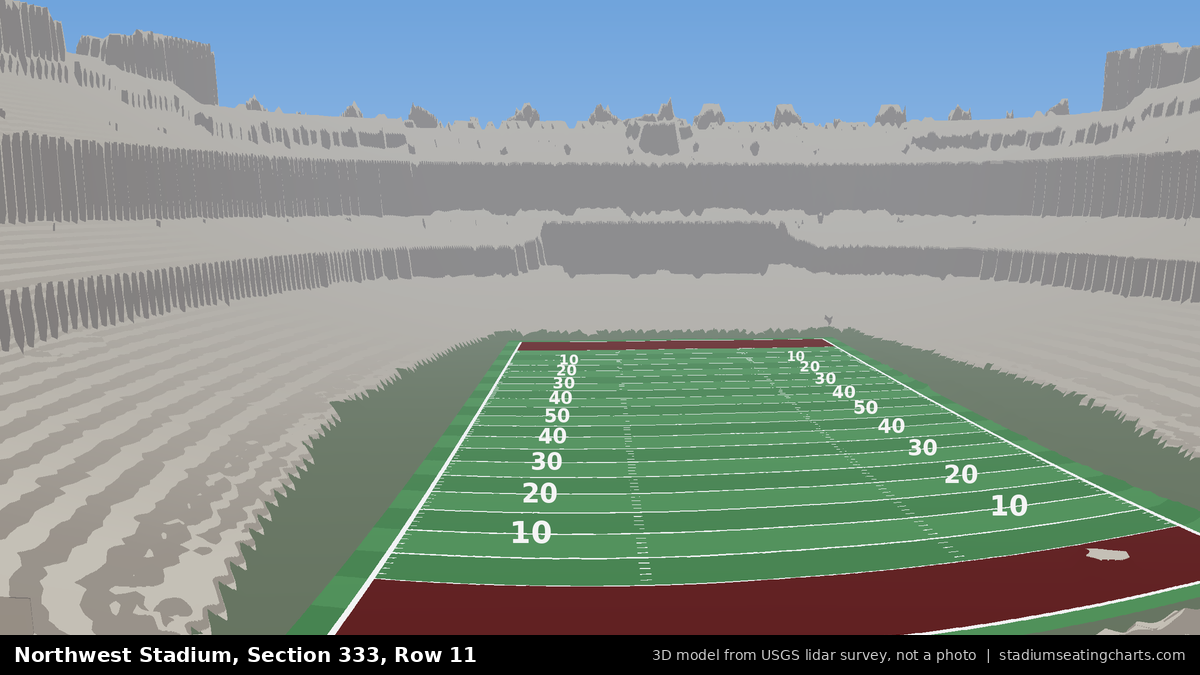 View from Northwest Stadium Section 333, Row 11, looking toward the field