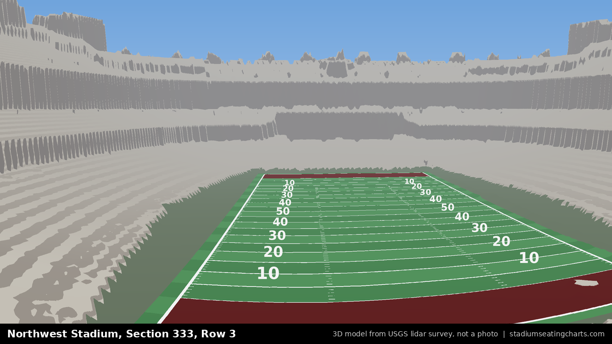 View from Northwest Stadium Section 333, Row 3, looking toward the field