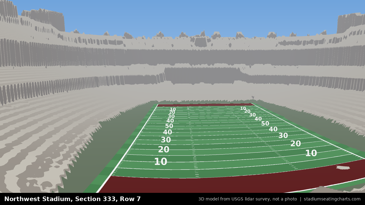 View from Northwest Stadium Section 333, Row 7, looking toward the field