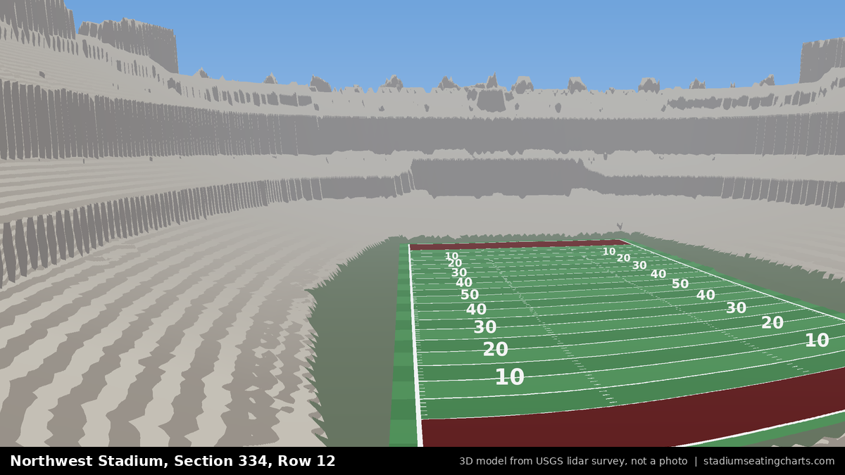 View from Northwest Stadium Section 334, Row 12, looking toward the field