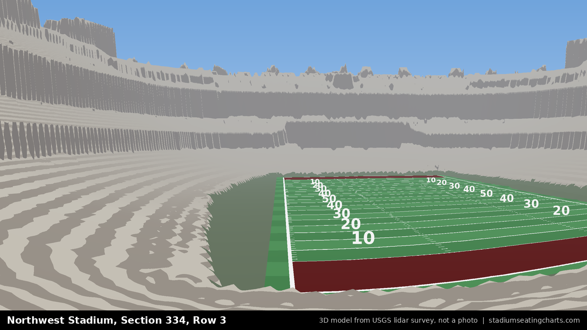 View from Northwest Stadium Section 334, Row 3, looking toward the field