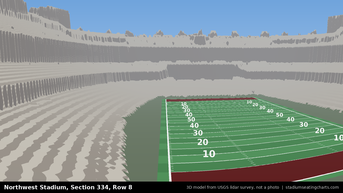 View from Northwest Stadium Section 334, Row 8, looking toward the field