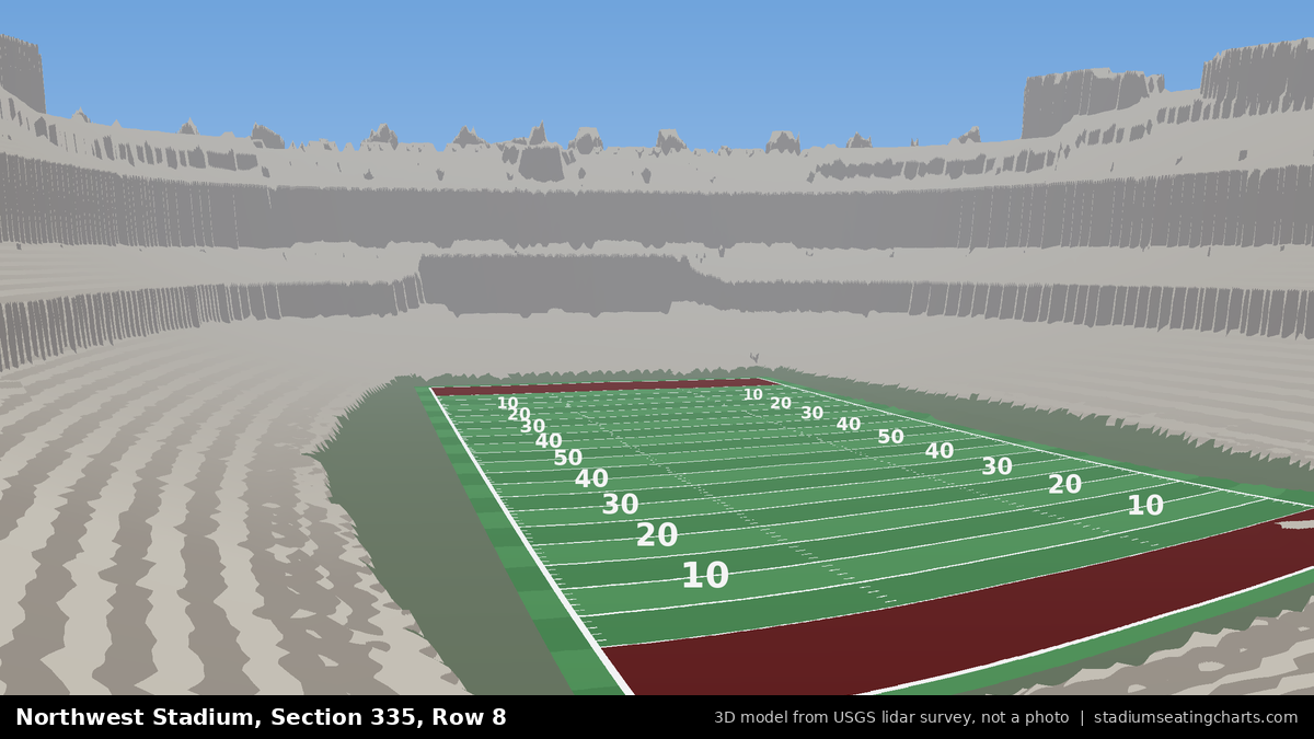 View from Northwest Stadium Section 335, Row 8, looking toward the field