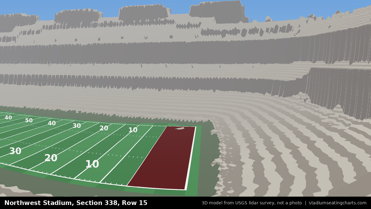 View from Northwest Stadium Section 338, Row 15, looking toward the field
