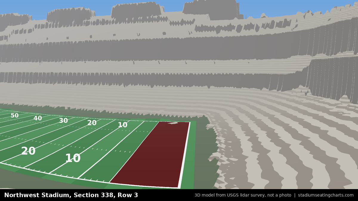 View from Northwest Stadium Section 338, Row 3, looking toward the field