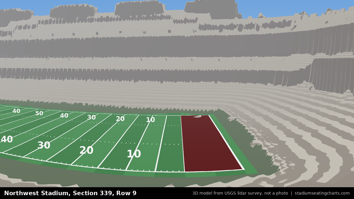 View from Northwest Stadium Section 339, Row 9, looking toward the field