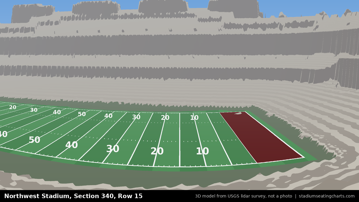 View from Northwest Stadium Section 340, Row 15, looking toward the field