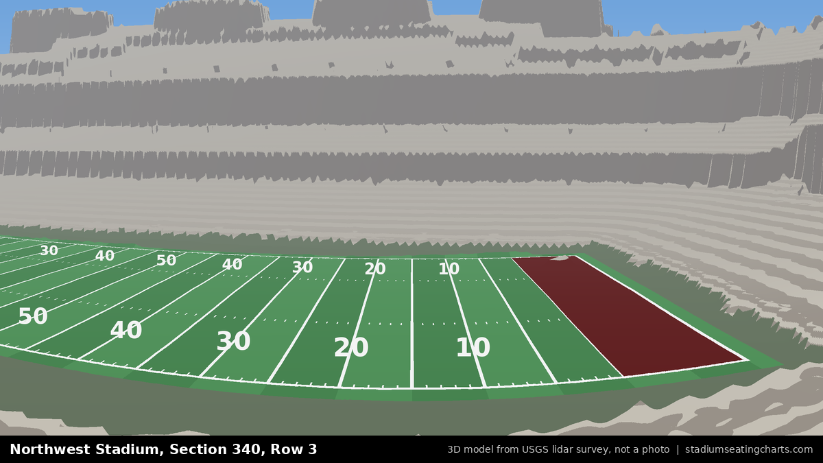 View from Northwest Stadium Section 340, Row 3, looking toward the field