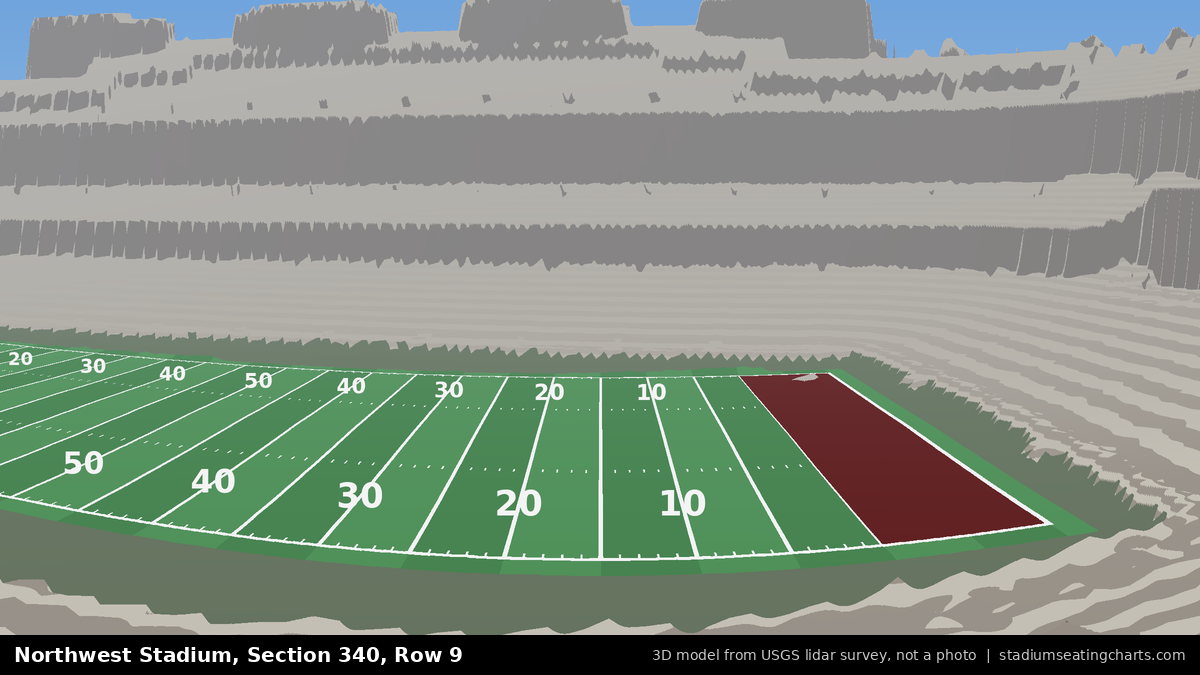 View from Northwest Stadium Section 340, Row 9, looking toward the field