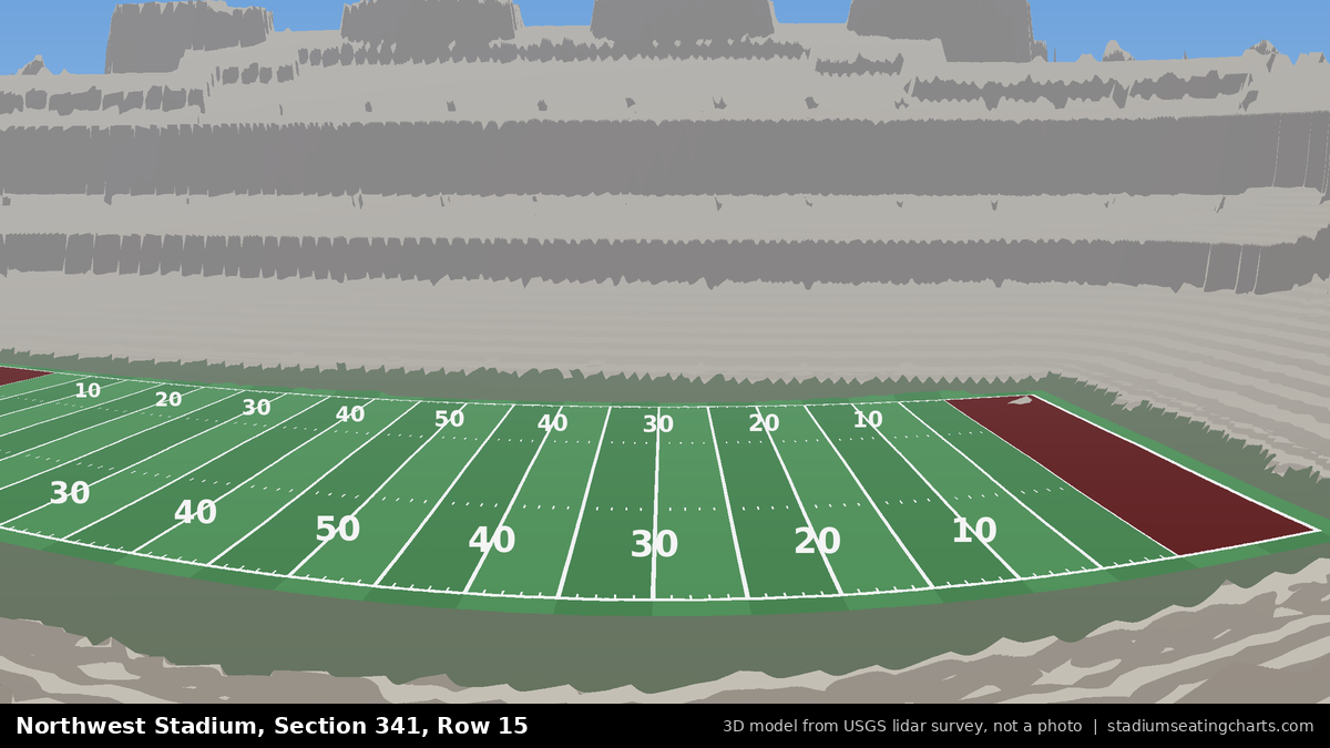 View from Northwest Stadium Section 341, Row 15, looking toward the field