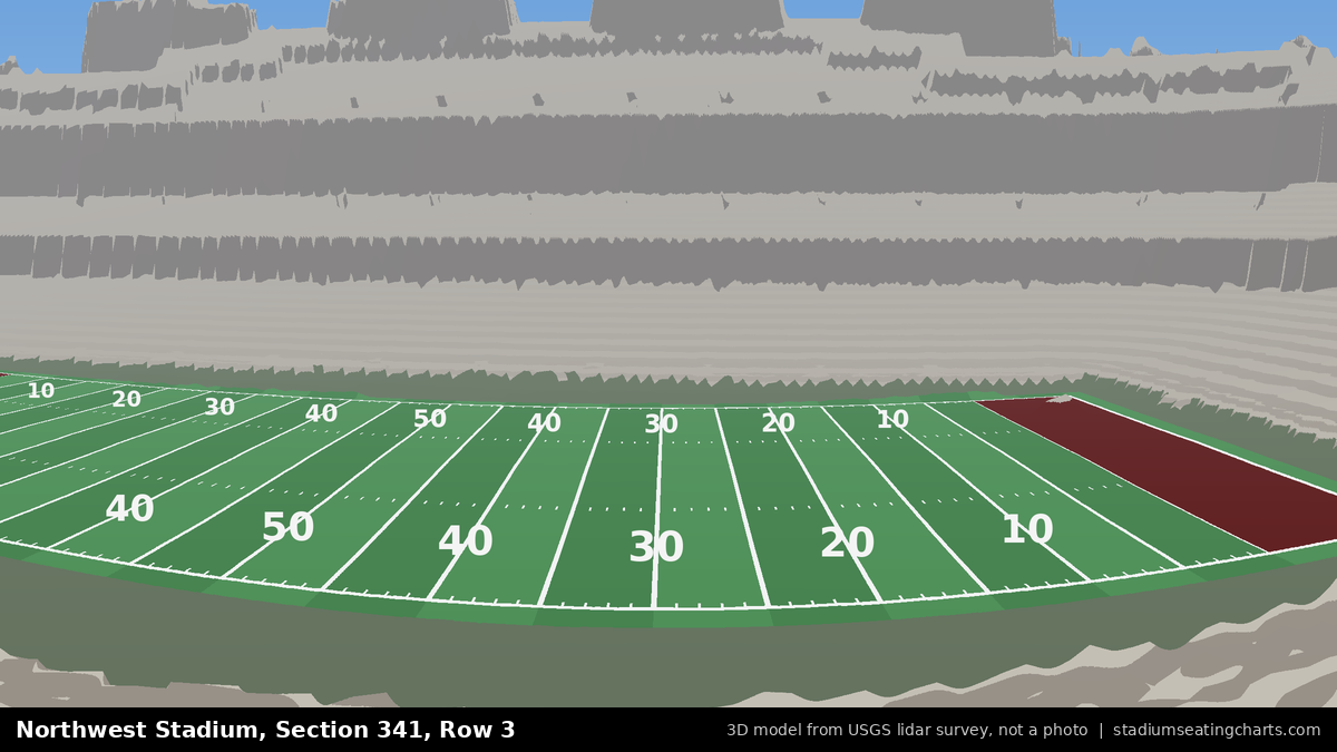 View from Northwest Stadium Section 341, Row 3, looking toward the field