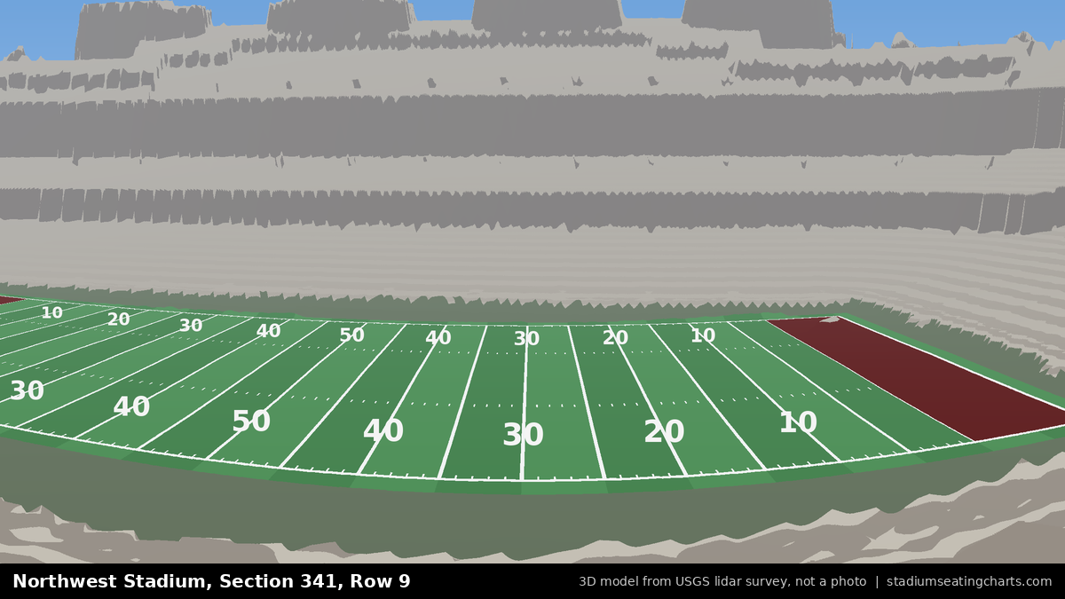 View from Northwest Stadium Section 341, Row 9, looking toward the field